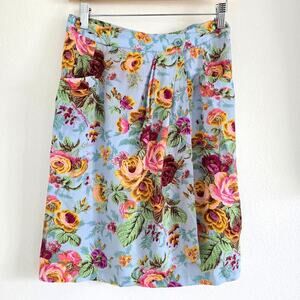 Kenzo Paris Floral Wrap Mini Skirt Light Blue Size EU38 US 6 Retro Cottage Fairy